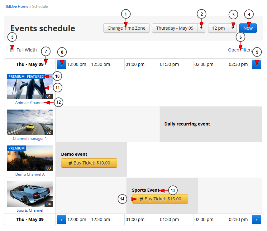 live events schedule
